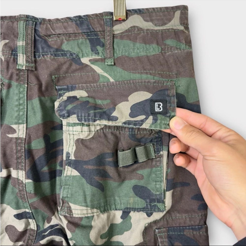 Brandit Individual Wear Camo Cargo Pants Mens M 32x30 Green Woodland drawstring - Picture 9 of 16